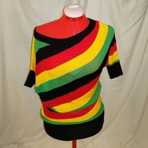 Asymmetrical Rasta striped tunic